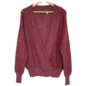 Urban Outfitters‎ BDG Oversized Wrap Sweater Womens M Dark Red Layering Pullover